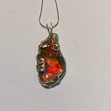 Load image into Gallery viewer, Ammolite pendant Sterling Silver Wire Wrap
