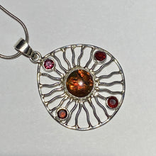 Load image into Gallery viewer, Ammolite pendant Sterling Silver with Garnet (chain not included)
