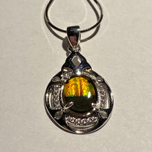Load image into Gallery viewer, Ammolite pendant Sterling Silver Cubic Zirconia

