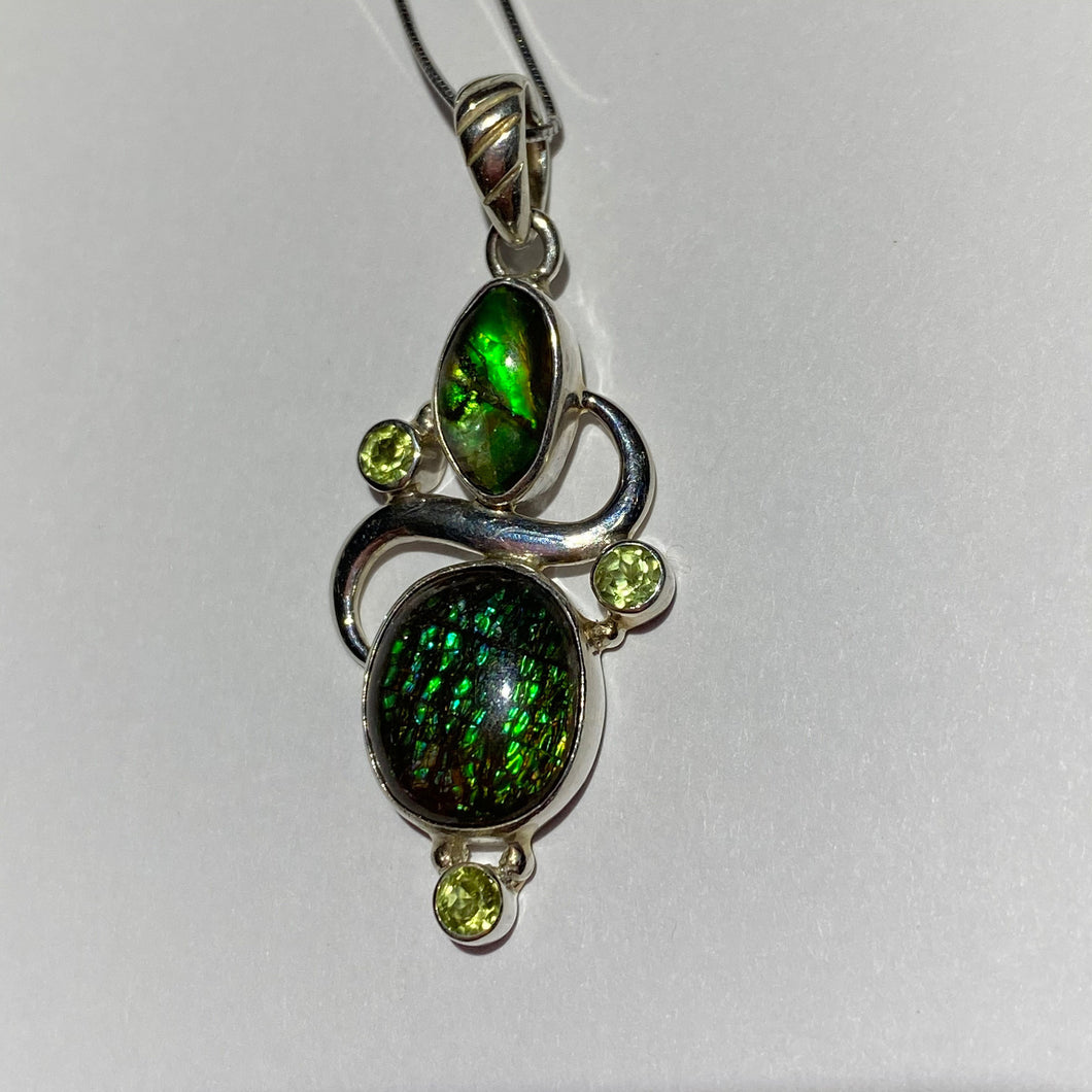 Ammolite pendant Sterling Silver with citrine (chain not included)