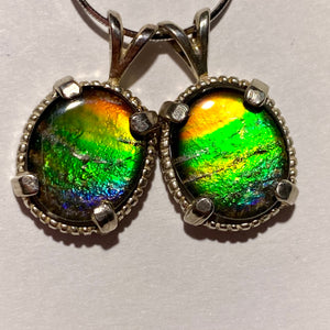 Ammolite pendant set in Sterling Silver with Beautiful rainbow colours