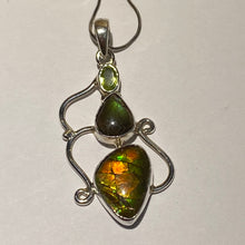 Load image into Gallery viewer, Ammolite pendant Sterling Silver with peridot
