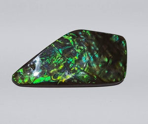 hand polished no resin Incredible green ammolite gemstone with interesting patterns 58x30mm collectors