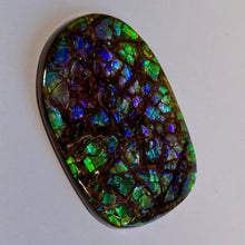 Load image into Gallery viewer, Beautiful purple/blue/geen w splashes of aqua and pink - dragonskin free form ammolite gemstone 49x32 mm
