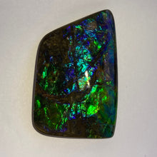 Load image into Gallery viewer, Beautiful flowing green/blue/aqua with splashes of purple and gold free form ammolite  mm
