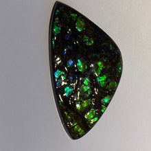 Load image into Gallery viewer, Beautiful green /blue/aqua specks of gold dragon skin ammolite
